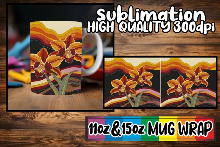 Nostalgic Springtime Elegance: Retro Mug Wrap Sublimation