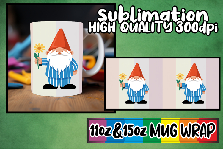 Serene mornings sublimation mug wrap, Gnomes