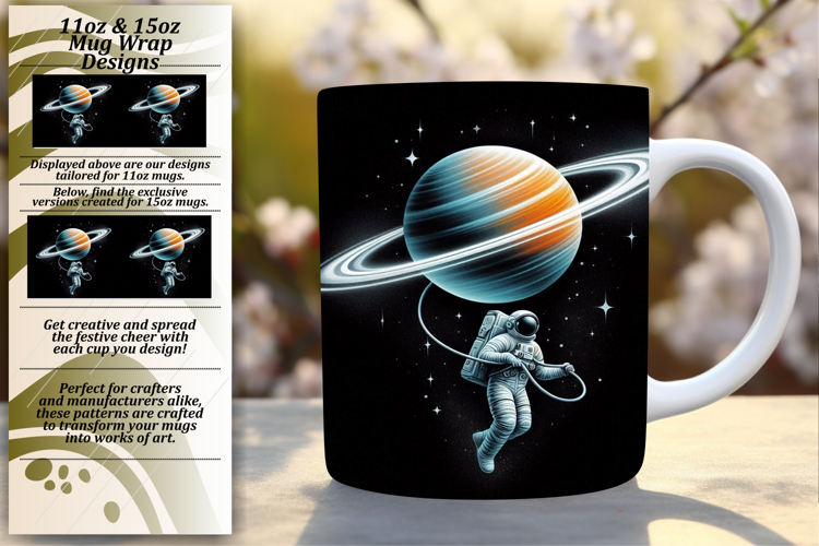Lovely 15oz Mug Wrap Png Design , Astronaut