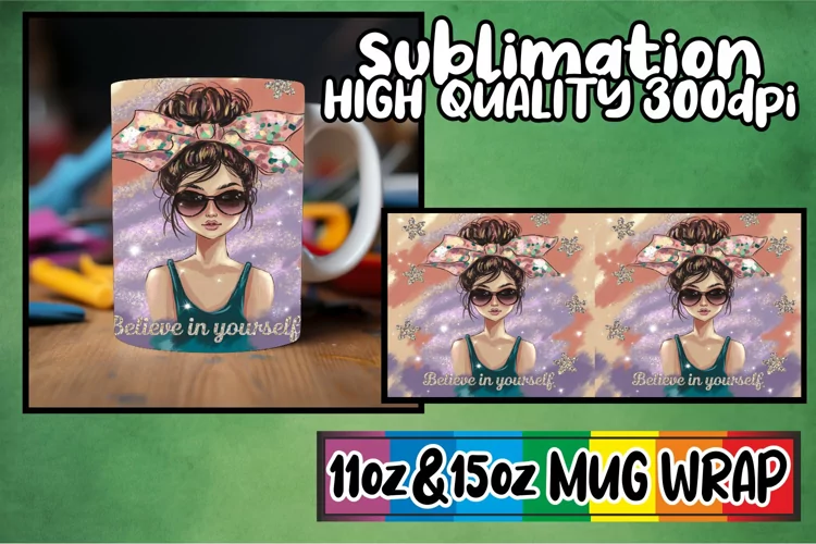 Serene mornings sublimation mug wrap, Woman