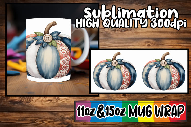 Inspiring colors 11oz 15oz mug wrap, Pumpkin Watercolor