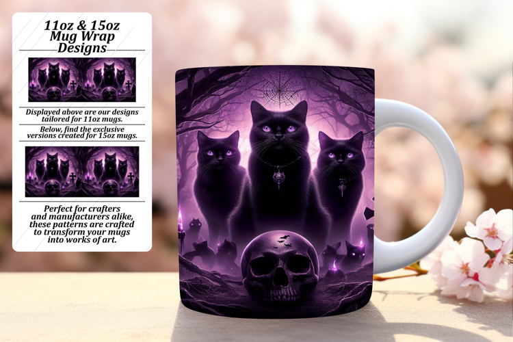 Charming 15oz Mug Wrap Png Template , Horror Halloween