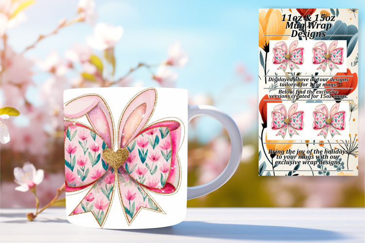 Unique 15oz Mug Wrap Png Design , Easter Bunny