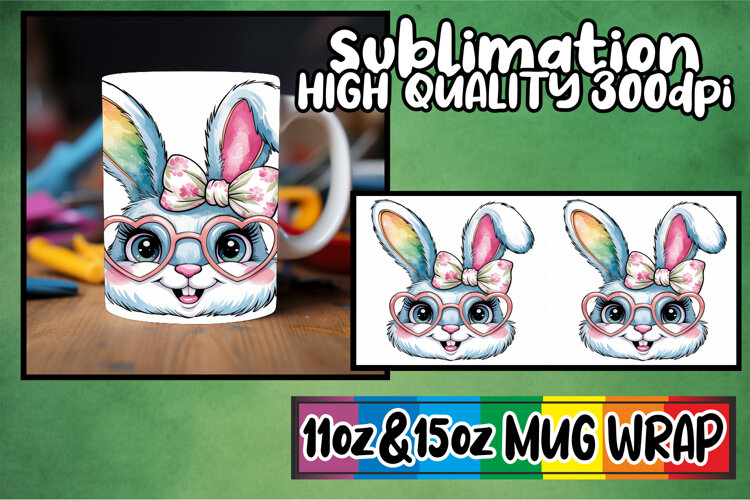 Timeless beauty 11oz 15oz mug wrap, Easter Bunny example image 1