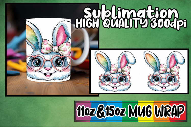 Timeless beauty 11oz 15oz mug wrap, Easter Bunny