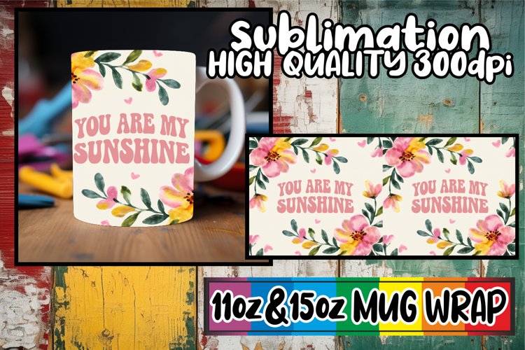 Serene vibes 11oz 15oz sublimation wrap, Flower Quote