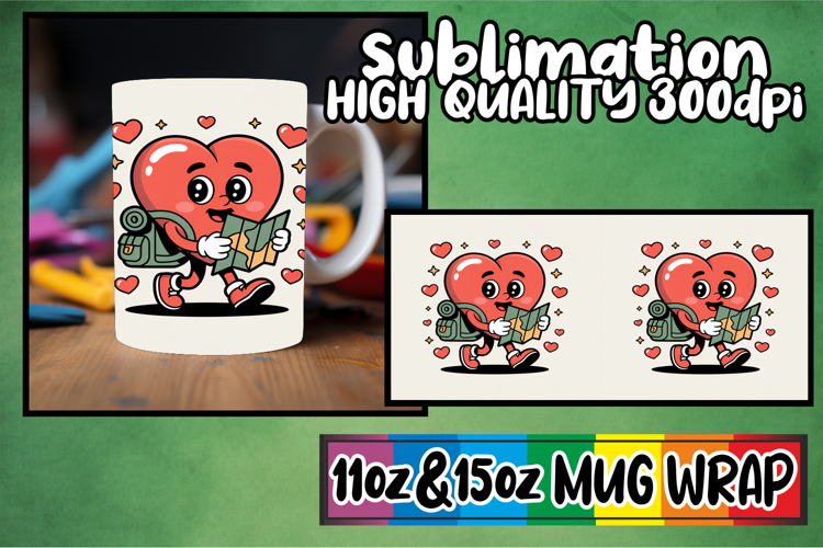 Radiant journeys 11oz 15oz sublimation wrap, Valenines Heart