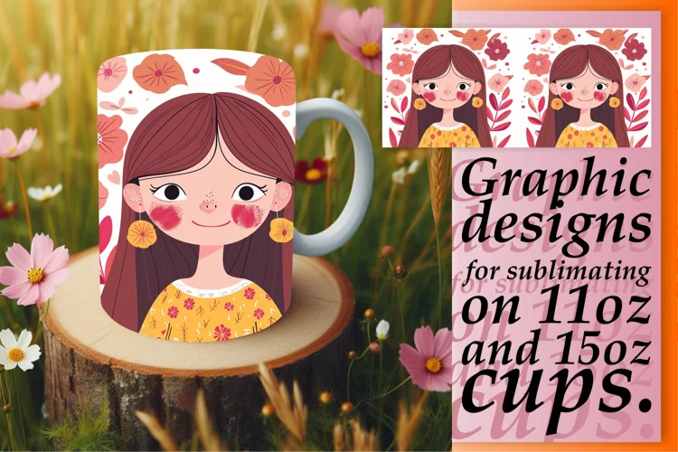 Feminine Beauty Mug Wrap Design with Flowers 11oz/15oz