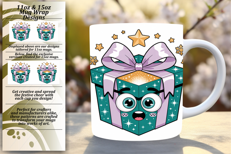 Stylish 11oz Mug Wrap Png Template , Cute Christmas