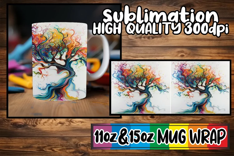 Vibrant Blossom Mug Sublimation Wrap - Sublimation 11oz 15oz