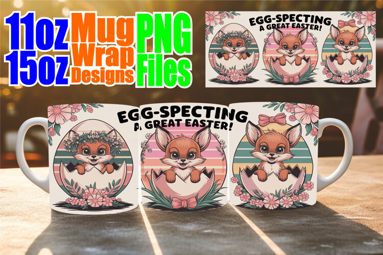 Cheerful sunsets sublimation mug wrap, Easter example image 1