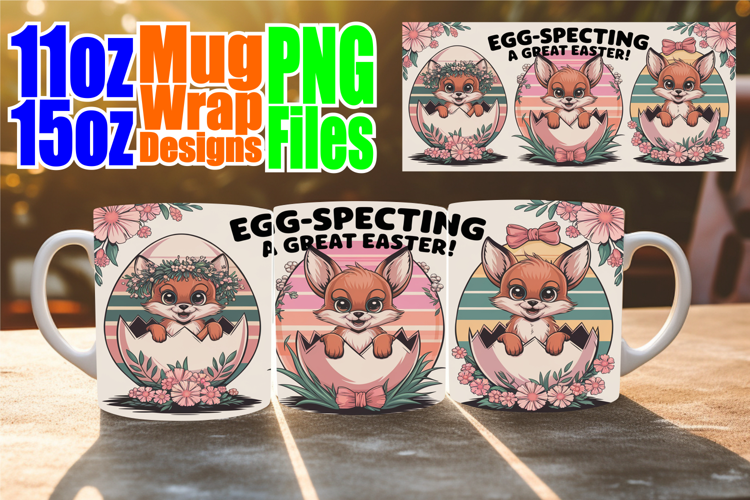 Cheerful sunsets sublimation mug wrap, Easter