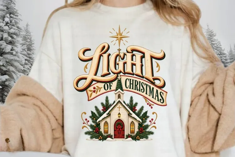 Christian Christmas Church PNG, Holiday Chapel Sublimation