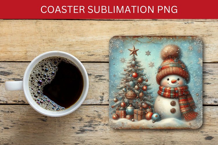 square coaster - snowman