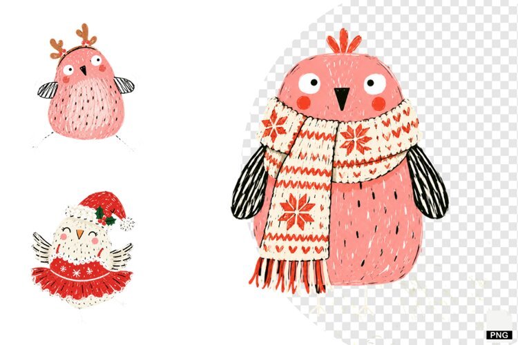 Quirky Christmas Birds PNGs example image 1