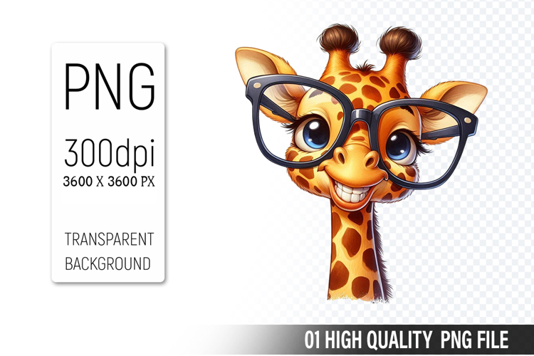 Cute Giraffe Animal Sublimation Clipart PNG