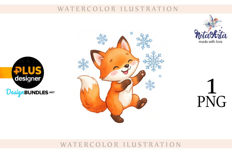 Illustration of a cute Christmas fox example image 1