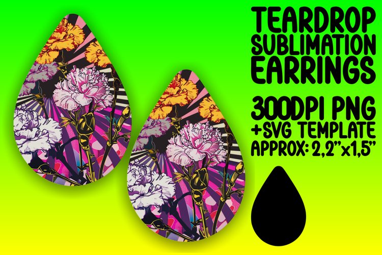 Energetic Pop Art Teardrop Earring Design Graphics