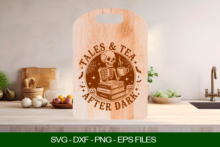 Tales and tea after dark Cutting Board SVG