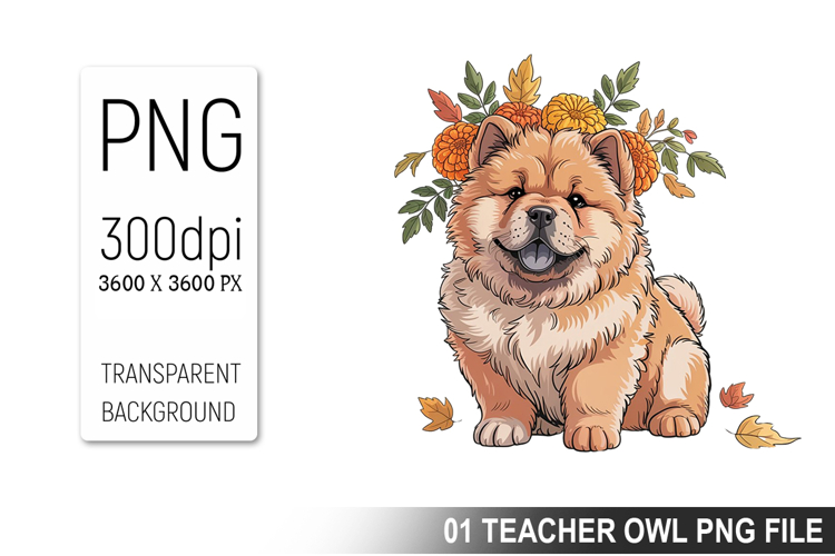 Cute Floral Dog, Animal Sublimation Clipart PNG
