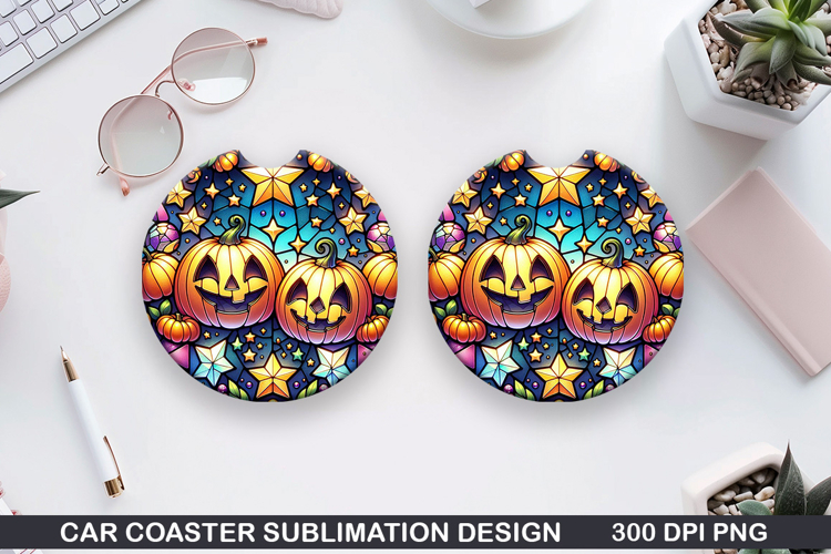 Pumpkins Car Coaster Sublimation| Halloween Coaster PNG
