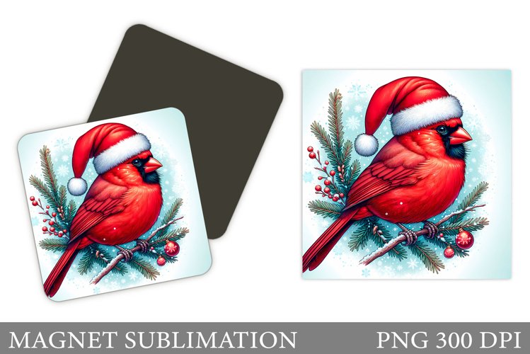Christmas Bird Magnet. Christmas Magnet Sublimation example image 1
