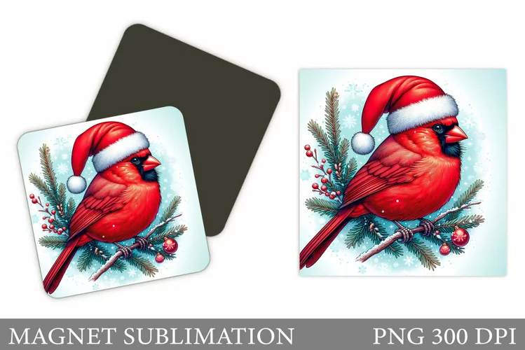 Christmas Bird Magnet. Christmas Magnet Sublimation