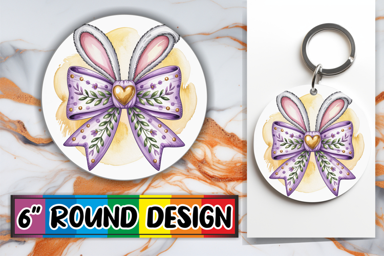 Enchanted Circle Keychain Inspiration PNG, Easter Bow