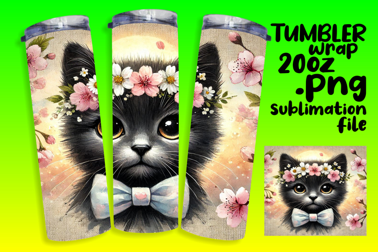 FRESH 20oz Tumbler PNG Design , Cute Cat