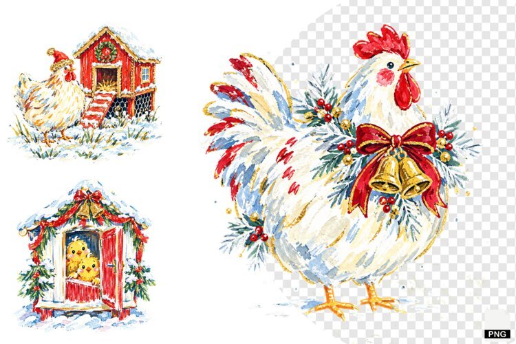 Christmas Chicken Coop Clipart example image 1