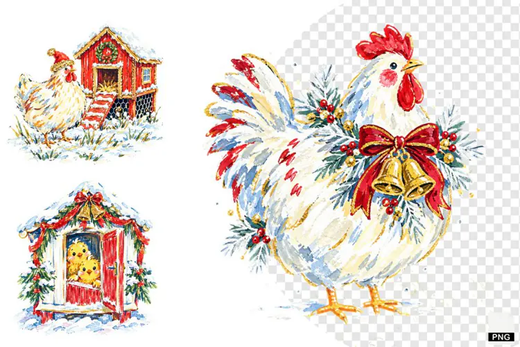 Christmas Chicken Coop Clipart