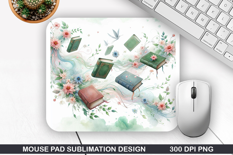Book Flower Mouse Pad Sublimation, Animals Mouse Pad PNG