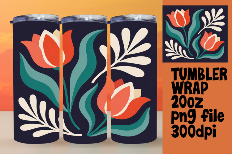 Colorful 20oz Tumbler Template , Flowers