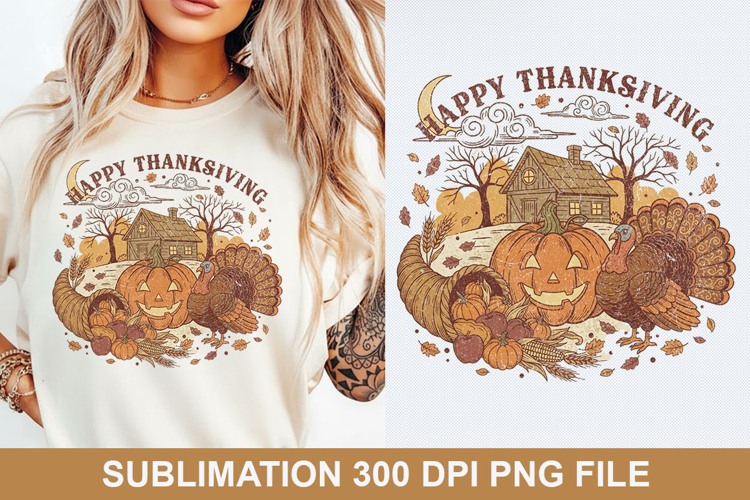 Happy Thanksgiving Sublimation - Halloween PNG Design