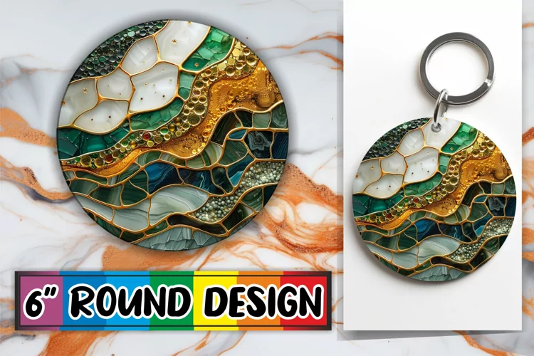 Radiant Round Keychains: Mosaic Marvels