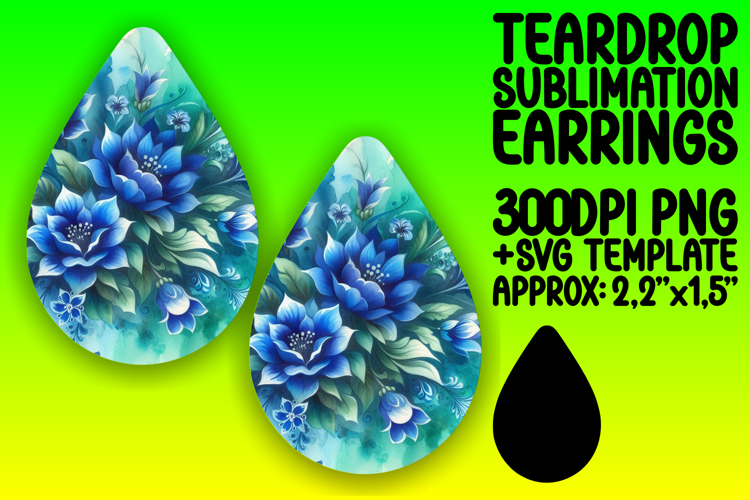 Elegant Teardrop Sublimation Template for Earrings , Waterco