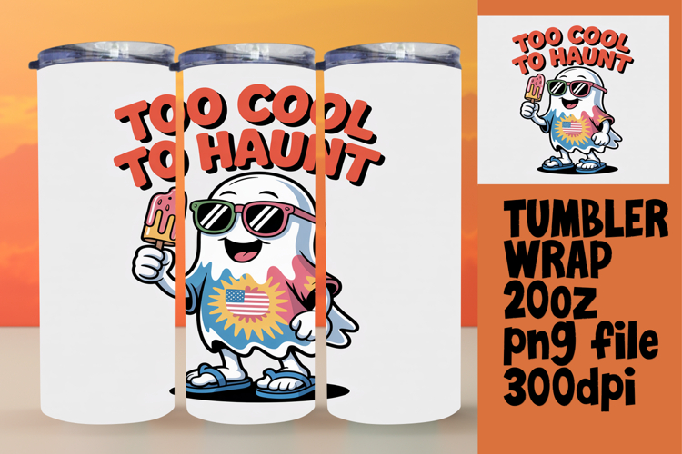 20oz Tumbler Template for Gifts , Funny Ghost