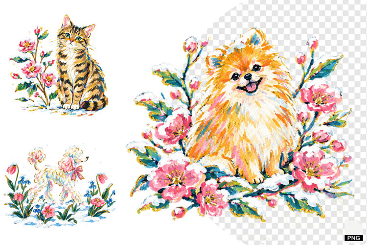 Snowy Meadow Wildflowers Clipart example image 1