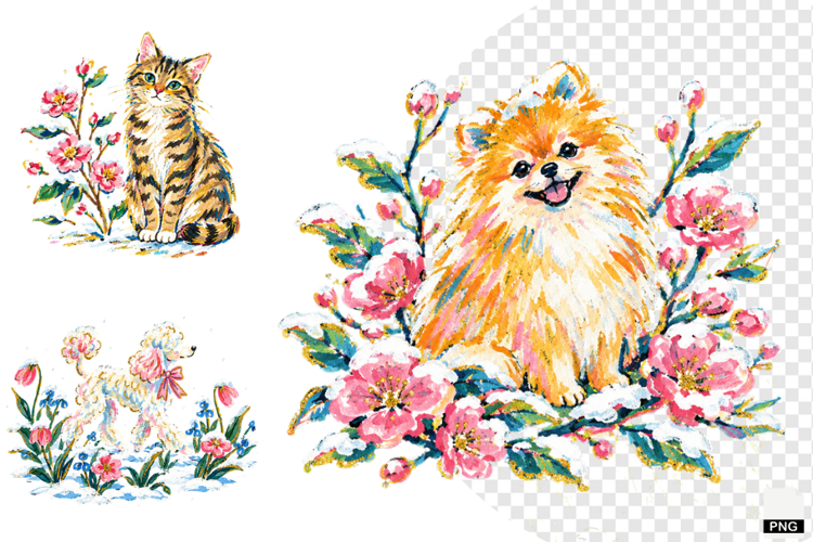 Snowy Meadow Wildflowers Clipart