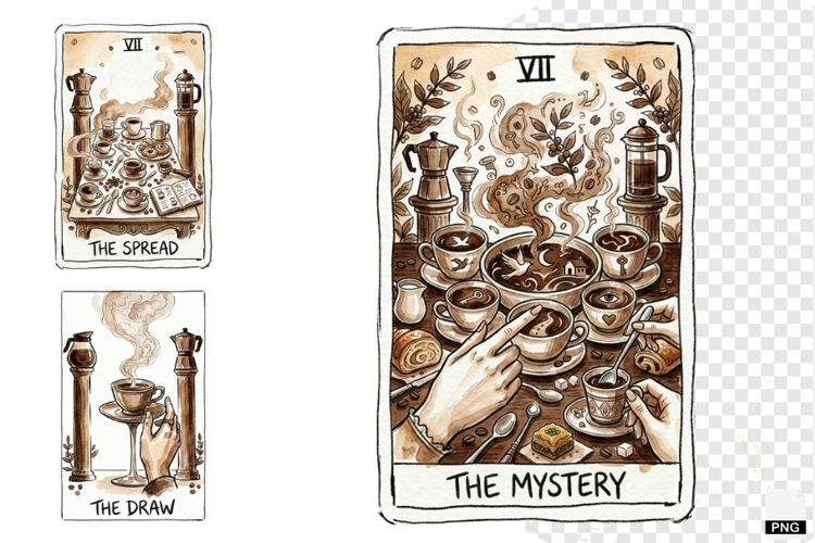 Coffee Time Tarot Cards PNG
