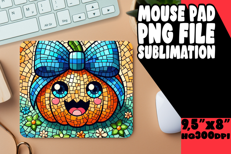 COZY MOUSE MAT INSPIRATIONAL SUBLIMATION, Cute Pumpkin