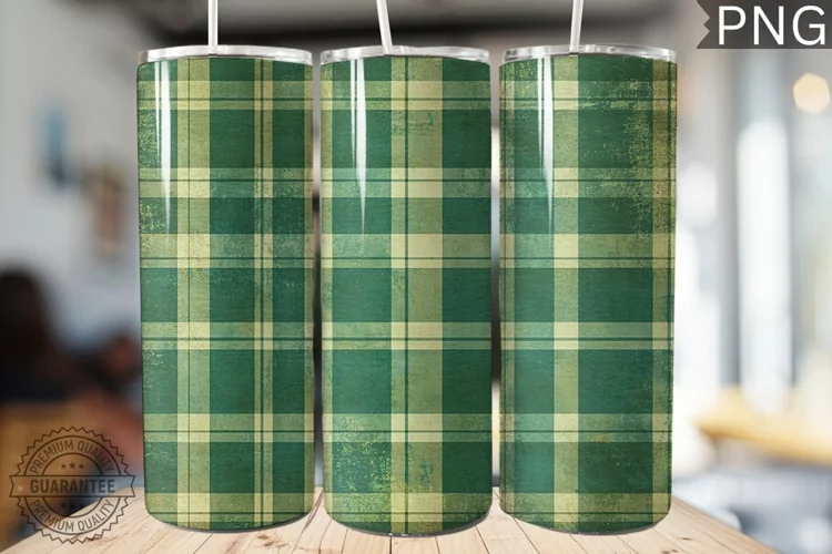 Green Plaid Tumbler Wrap - High Quality 300 Dpi
