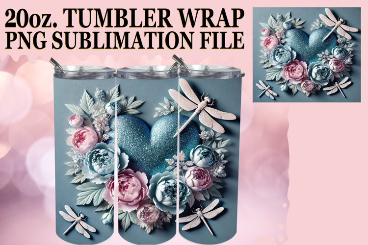 Happy Journeys 20oz tumbler wrap, 3D Heart