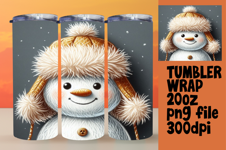 CUSTOM PNG Tumbler Design 20oz , Snowman
