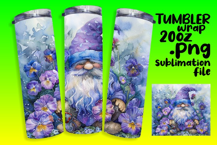 Floral Fantasy Gnome Tumbler Wrap 20oz,Summer example image 1