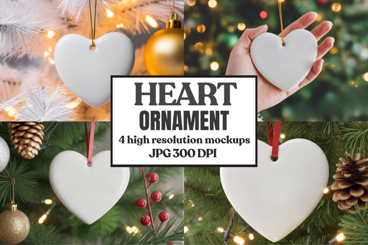 Christmas Love Heart Ornament Mockup | Holiday Hanging