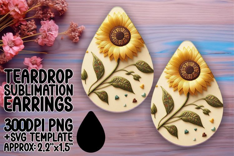 Vibrant Teardrop Earrings Design Art , 3D Flower