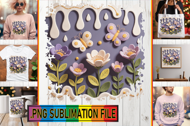 Joyful Tote Bag Designs PNG, 3D Flowers