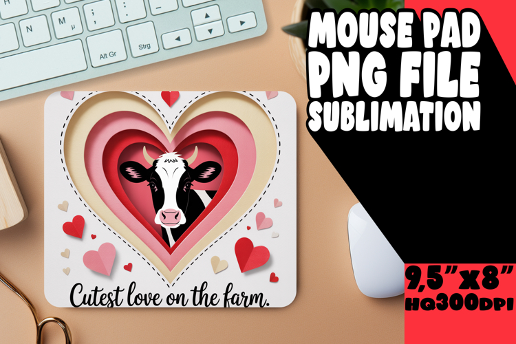 CHEERFUL MOUSE PAD INSPIRATIONAL PNG, Cute Cow