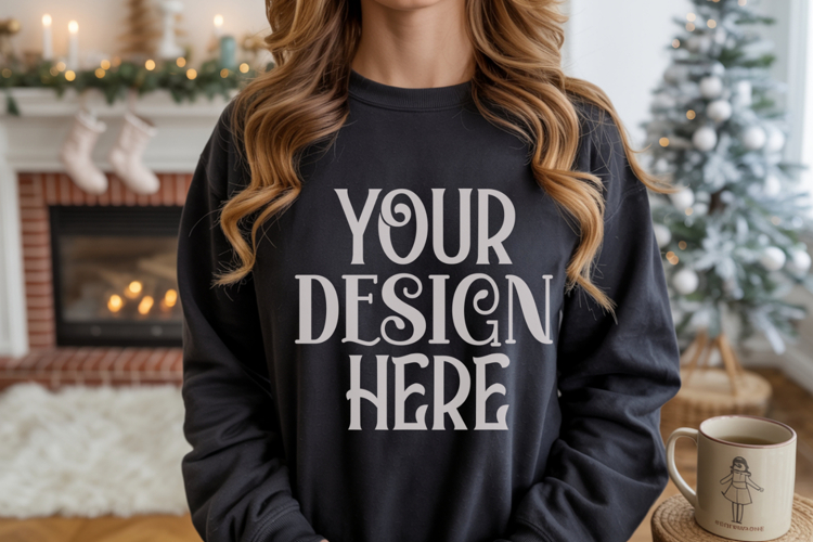 Black Gildan 18500 Sweatshirt Mockup, Unisex mockups